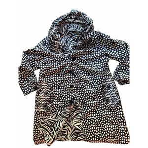 Ubu Women's Hooded Button Front reversible‎ Mid-Length Coat Size M